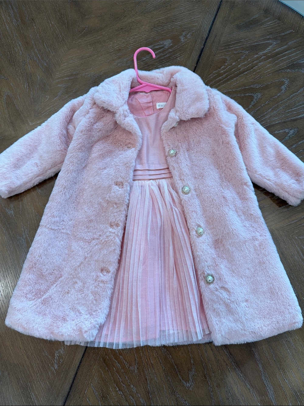 Carter's Plush Pink Faux-Fur Pea Coat